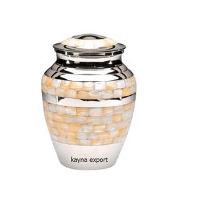 Hermosa urna de cremación para adultos de nácar metálico niquelado brillante artesanal disponible en venta urnas de calidad premium - Product Image 1