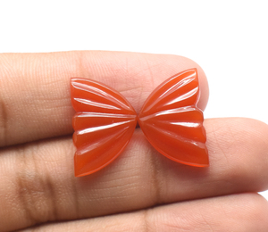 22X14 MM Natural Rojo Onyx Mariposa Tallas Pares Mano 16,25 CTS Tallado Ágata Roja Piedra Preciosa Para Fabricación de Joyas - Product Image 1