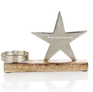 Coeur Design Aluminium/Bois Photophore Bougeoir Nickel Fini pour La Maison et Décor De Noël Photophore - Product Image 4