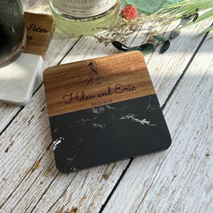 Posavasos de Mármol y Madera de Lujo, Juego de Posavasos de Piedra Natural para Café, Té y Vasos de Vino - Product Image 2