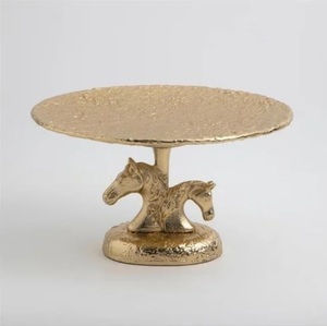 Support à gâteau en aluminium doré en forme de tête de cheval, piédestal décoratif, plateau à fruits, taille personnalisée pour la décoration de mariage, centre de table, fête - Product Image 1