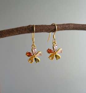 Pendientes Pequeños de Plata de Ley con Circonita Natural, Joyería Floral Dorada Colorida, Bonito y Delicado Regalo para Ella - Product Image 6