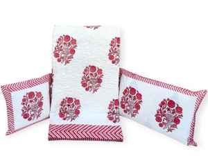 Jaipuri coton écologique bloc à main imprimé 100% coton couette florale avec taies d'oreiller ensemble de couette artisanal - Product Image 3