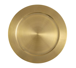 Plato de Presentación de Metal con Borde Liso, Acabado Dorado, Forma Redonda, Platos de Lujo para Uso en el Hogar y Hoteles - Product Image 1