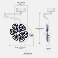 Lámpara Quirúrgica LED de Seis Pétalos para Hospital, OEM, Sin Sombra, Montada en el Techo, Temperatura de Color Ajustable
