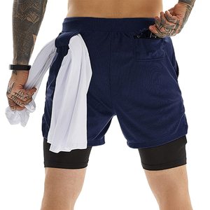 Pantalones cortos de malla 2 en 1, transpirables, personalizados, al por mayor, para correr, Fitness, entrenamiento atlético, gimnasio, pantalones cortos para hombre - Product Image 2