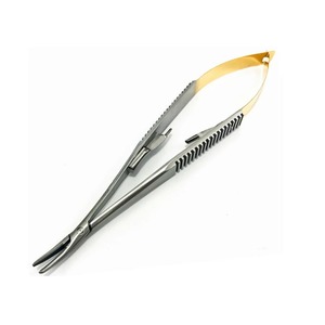Castroviejo 14cm Instrument de microchirurgie Porte-aiguille incurvé réutilisable avec embouts ronds Source d'alimentation manuelle Instruments chirurgicaux - Product Image 6