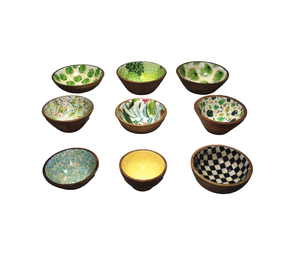 Cuenco de madera de acacia más vendido, juego de cuencos impresos con esmalte, cuenco central decorativo a precio barato - Product Image 1