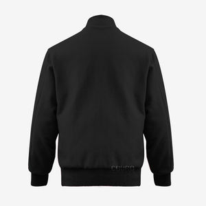 Veste universitaire en coton noir pour hommes, manches or clair, boutons couverts au motif Letterman pour l'hiver, service de vente en gros OEM disponible - Product Image 2