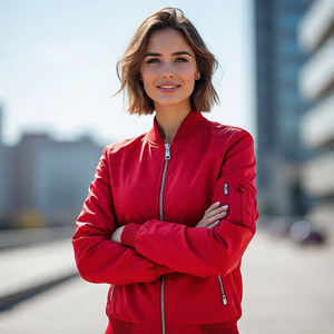 Chaquetas Bomber de béisbol para mujer, chaqueta Bomber de béisbol con cuello redondo de Color sólido, moda de invierno, ropa de abrigo Bomber Varsity para mujer - Product Image 6