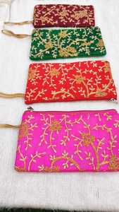 Personalized Hand Embroidered Flower Pouch Rose Linen Wallet Handmade Makeup <b>Bag</b> <b>Bridesmaid</b> Gift Diwali Gift Christmas Gift - Product Image 2