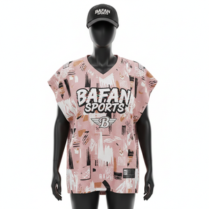 Camiseta de Baloncesto para Mujer, Ligera, Transpirable, de Malla de Poliéster de 145 GSM, Diseño Abstracto Rosa, Sublimación, Logotipo Personalizado, Algodón - Product Image 1