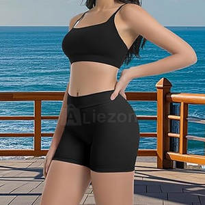 Conjunto de Top y pantalones cortos de Yoga para mujer a la moda, ropa de entrenamiento, Top y pantalones cortos de Yoga para mujer para gimnasio y Fitness - Product Image 6