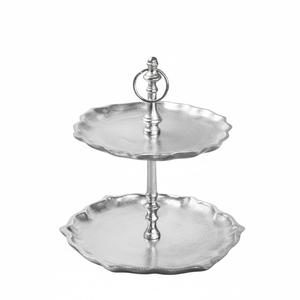 3 Tier Gold Plated Metal <b>Cake</b> Stand Holder Elegant Hammered Finish Dessert Display Tray White Royals CS041 for <b>Wedding</b> Events - Product Image 4