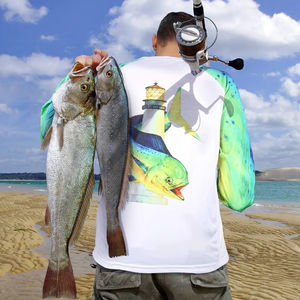 Venta al por mayor de fábrica, camisas de pesca con máscara, protector solar, protección Uv, Jersey de pesca, manga larga, transpirable, ropa de pesca de torneo - Product Image 3