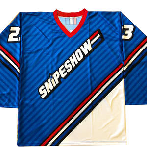 Jersey de Hockey Sublimado en Poliéster Personalizado con Bajo MOQ, Cuello en V, Nombre/Número en Tackle Twill, Mangas Largas, Jersey de Hockey sobre Hielo - Product Image 1