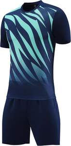 Conjunto de uniforme de equipo atlético 100% poliéster ligero transpirable elástico camiseta de fútbol y pantalones cortos - Product Image 6