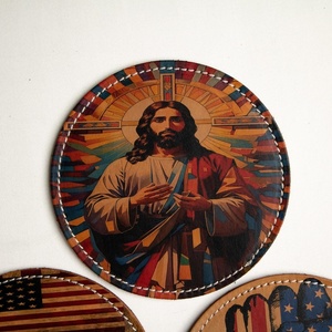 Cowhide Leather-<b>Coaster</b> Set Western-<b>Coasters</b> Cow Print-Drink <b>Coasters</b>-Rustic Farmhouse-Decor Handmade Leather <b>Coasters</b>-Gift - Product Image 5