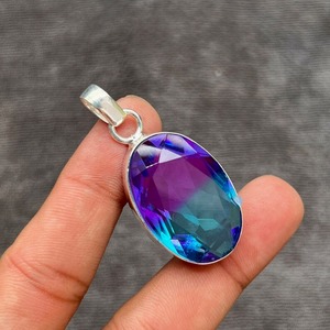 จี้พลอยทัวร์มาลีนสองสีทำด้วยมือจี้เงินสเตอร์ลิง925เป็นของขวัญสำหรับคุณแม่เครื่องประดับรัก - Product Image 5