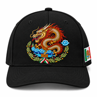 Casquette de baseball mexicaine à 6 panneaux en coton, broderie léopard et dragon, visière plate structurée, ajustable, style sportif streetwear unisexe