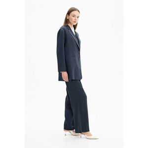 Veste en lin bleu marine coupe décontractée pour le printemps - Product Image 3