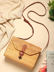 Modern Luxury Eco-Friendly <b>Wheat</b> Straw <b>Bag</b> with Big Silk Bow Eye-Catching Zipper Closure Sophisticated Wide Area Combined Design - Product Image 2