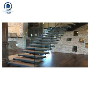 <span class=keywords><strong>Escalier</strong></span> contemporain en forme de L Prima avec garde-corps en acier inoxydable et <span class=keywords><strong>marches</strong></span> en <span class=keywords><strong>bois</strong></span> de chêne pour la maison - Product Image 5