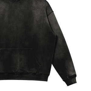 Sweats à capuche en polaire technique pour hommes avec effet délavé au soleil, logo personnalisé, techniques d'impression en relief, style streetwear, hiver - Product Image 3