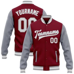 Veste bomber décontractée d'hiver sur mesure en gros directement de l'industrie, couleur bordeaux or-noir, entièrement à boutons-pression, style varsity, lettres dégradées, tendance - Product Image 4