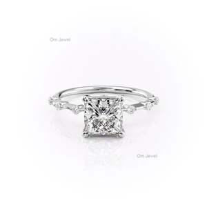 Bague de fiançailles chrétienne solitaire en or jaune 14 carats de style classique, diamant taillé en laboratoire, pavé à distance, anniversaire - Product Image 6