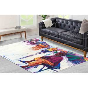 Alfombra de Lana Estampada Saloon - Diseño Tradicional Africano con Parches de Mujer, Ecológica, Grosor Medio, con Respaldo de Látex, Tipo Goblen - Product Image 3