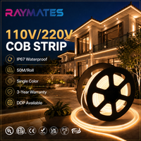 ETL nouvelle bande Cob LED haute tension CE RoHS 10m 50m 100m IP67 étanche Flexible 110V 220V COB bande LED