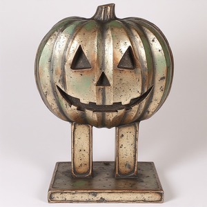 Figurine de citrouille en aluminium de qualité supérieure, finition patinée, art fait à la main, conçue pour enrichir les célébrations d'Halloween - Product Image 3