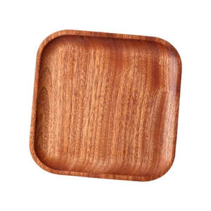 Plateau de service carré en bois aspect naturel Plateau de service décoratif - Product Image 3