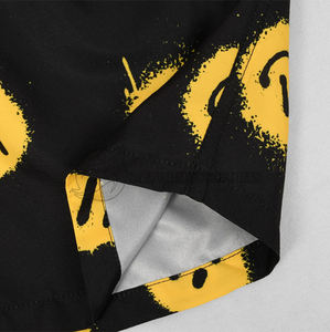 <b>Men's</b> Cotton <b>Shorts</b> with Double Layer Drawstring Closure Summer for Smiley Face Design Eco-Friendly Sublimation Solid <b>Pattern</b> - Product Image 4