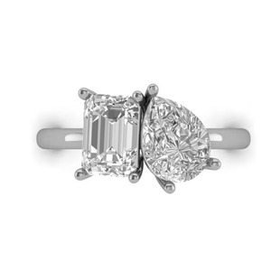 <b>Two</b> <b>Stone</b> Lab Grown Diamonds Engagement <b>Ring</b> 1.80 Ct F-SI2 Polished 14K Solid Gold Prong Setting Classic Ladies <b>Ring</b> For Women - Product Image 3