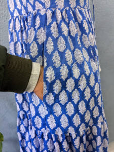 Camisón Largo de Verano para Mujer, de Algodón Puro, Ecológico, Lavable, con Cuello en V, Sin Mangas, Estampado Floral Bohemio, Estampado a Mano, Ligero - Product Image 4