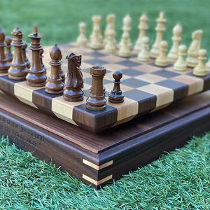 CROCHET JEU D'ÉCHECS EN BOIS PERSONNALISÉ JEU D'ÉCHECS DE GRANDE TAILLE Planche Pliante Pièces d'échecs Jeu de société - Product Image 5