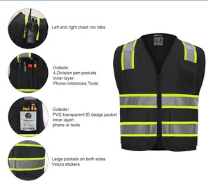 Chaleco de seguridad de malla de alta visibilidad de alta calidad para hombres y mujeres Chaleco DE SEGURIDAD reflectante de poliéster 100% transpirable - Product Image 4
