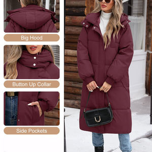 Chaqueta Parka de invierno para mujer más vendida, dobladillo de cola caída, abrigo largo con capucha a prueba de viento y cierre de cremallera, hecho en Pakistán - Product Image 2