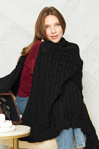 Manta de punto trenzado de algodón y acrílico 100x150cm - Manta suave para sofá y TV y chal portátil para los hombros - Product Image 6