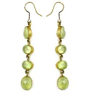 Boucles d'oreilles pendantes en péridot plaqué or pour femme, style bohème, forme goutte d'eau, serti clos, bijoux à porter au quotidien - Product Image 3