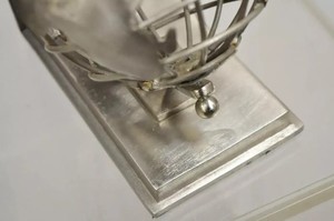 Restoration Hardware Industrial Modern Metal Spinning <b>World</b> <b>Globe</b> Bookends Heavy Duty Silver Desk Decor Pair - Product Image 5