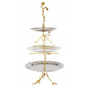 Soporte para servir pasteles de boda y estante de exhibición de colocación, platos de forma redonda de acero inoxidable de 3 niveles, herramientas para pasteles y platos para servir - Product Image 1