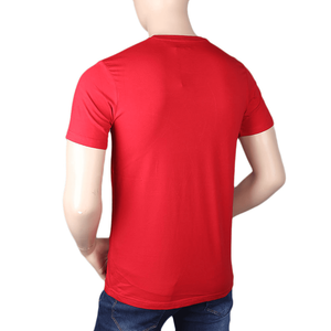 Camiseta estampada de manga corta con cuello redondo y corte ajustado para hombre - Roja - Product Image 3