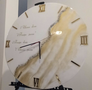 Horloge murale en bois de résine 16 pouces, horloge océanique côtière en époxy, horloge ronde silencieuse sans tic-tac, art, anniversaire, cuisine - Product Image 4