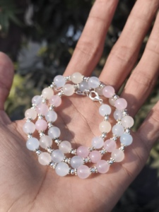 Elegant Classic Genuine <b>Pink</b> Quartz Ball <b>Necklace</b> Handmade Silver Plated Brass Chain <b>Pink</b> Crystal Jewelry for Wedding Gift - Product Image 3