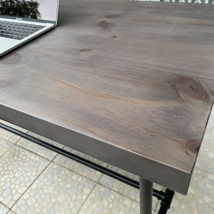Pine Wood <b>Computer</b> <b>Desk</b> with Pipe Legs SPD68158 - Product Image 5