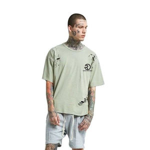 Venta al por mayor de peso pesado Camiseta en blanco Oversize Distress Camiseta Unisex Box T shirt Custom Distressed Oversized Men T Shirts - Product Image 1