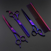 Ciseaux de toilettage en acier inoxydable pour chiens de compagnie Ciseaux incurvés à bord tranchant Animaux Chat Kit d'outils de coupe pour coiffeur